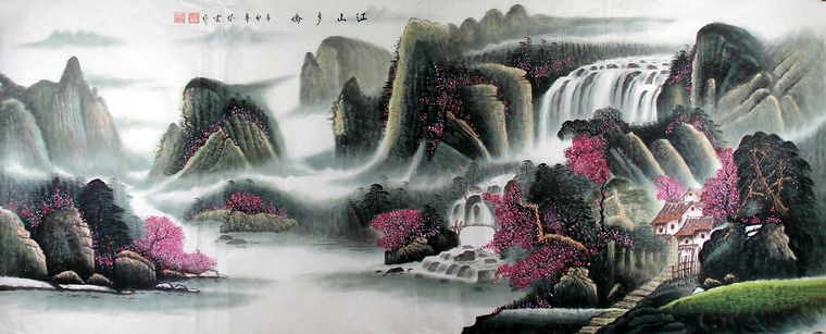 小八尺瀑布山水圖
